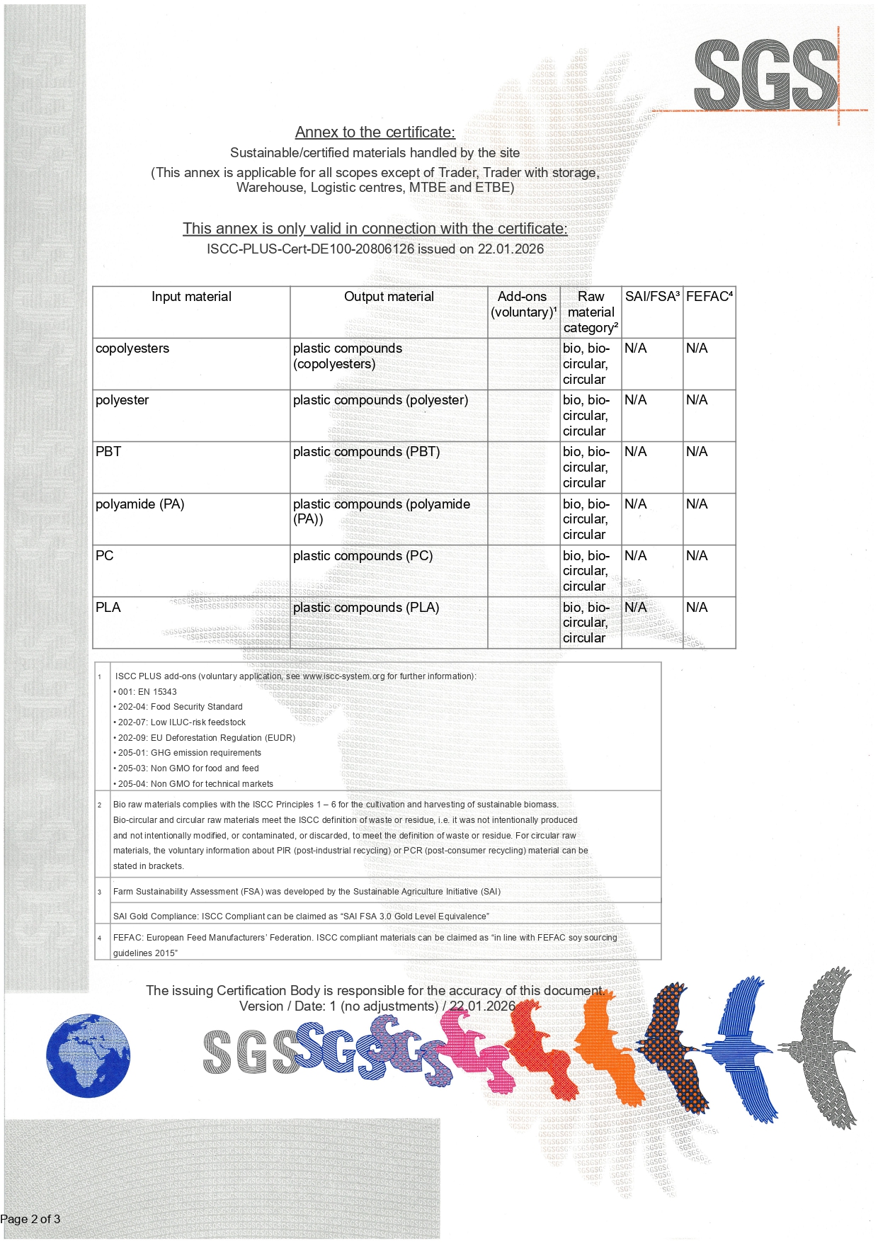 2025年度 ISCC PLUS認証 認証書（登録番号：ISCC-PLUS-Cert-DE100-20806126） page2